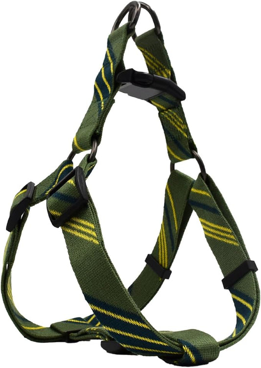 Bamboo Fabric Dog Harness for Medium Dogs Step-in Adjustable Dog Harness, Yellow Mix Green,M