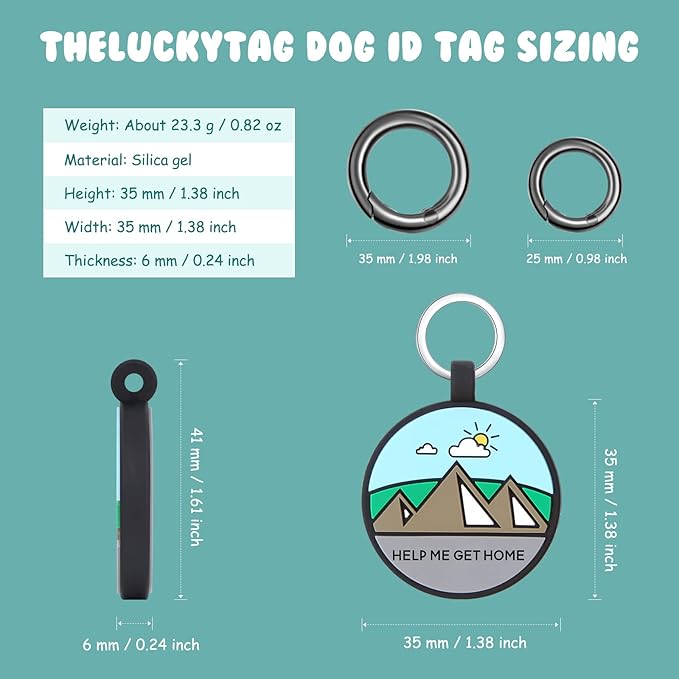 Upgraded Personalized Dog Tags Engraved with 3D QR Code for Dogs Cat Collar - Silicone Silent Pet Tag - Create Online Profile No APP Requirement (Green-Mountain-Black QR)