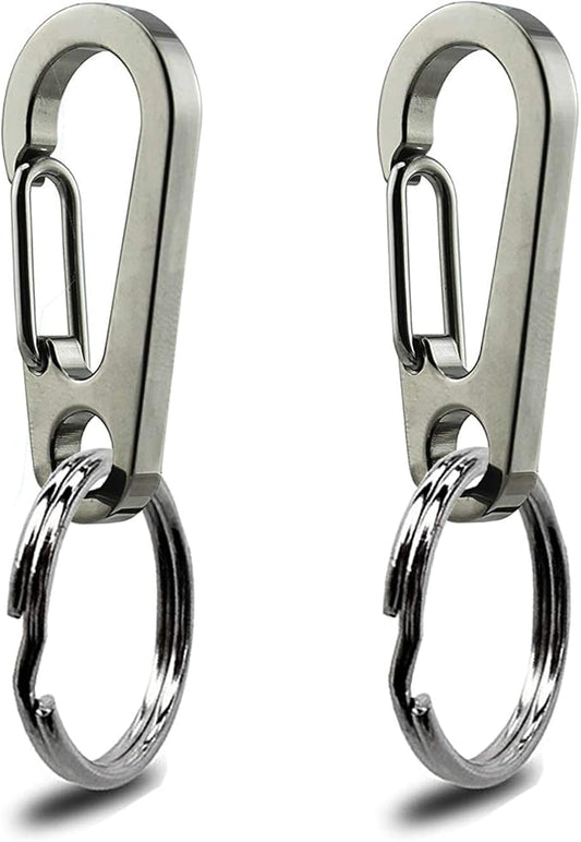 IVIA Dog Tag Clips / 2 Pack/Multiple Size 304 Stainless Steel Quick Clip with Rings/Easy Change Dog Cat ID Tag Holder for Small pet Collars and Harnesses.(2 Small Grey)