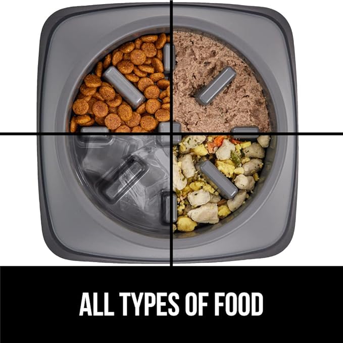 Gorilla Grip Slow Feeder Dog and Cat Bowls, Interactive Puzzle Toy for Dogs and Cats Food Training, Keeps Pets Busy and Prevents Puppy Overeating, Large, Small Breeds, 100% BPA Free, 4 Cup Gray