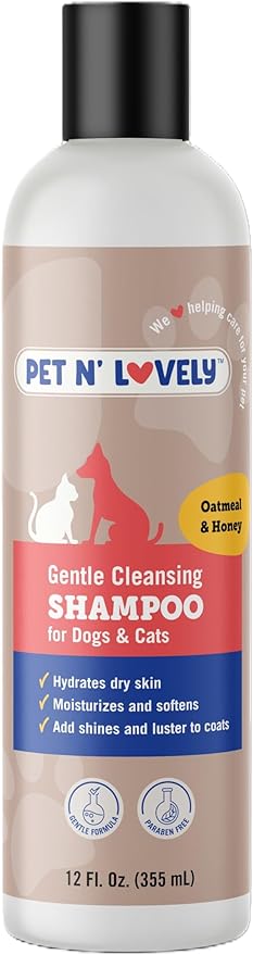 Pet N' Lovely Gentle Cleansing PET Shampoo | for Dogs and Cats | Gently Detangle | Fresh Long Lasting Scent | Deep Cleans and Conditions | 12 Fl. Oz., Clear