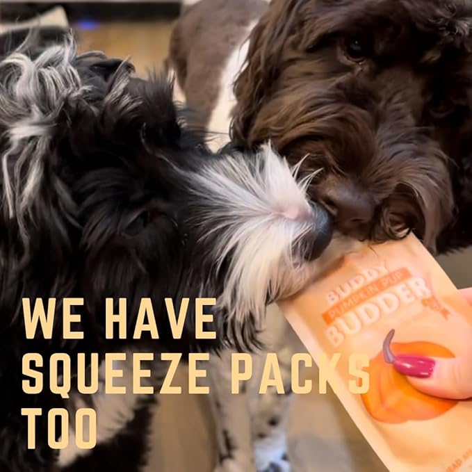 BUDDY BUDDER 6 Pack Mixed Flavor Squeeze Packs, 100% Natural Dog Peanut Butter, Healthy Peanut Butter Dog Treats, Made in USA, (4oz Packs)