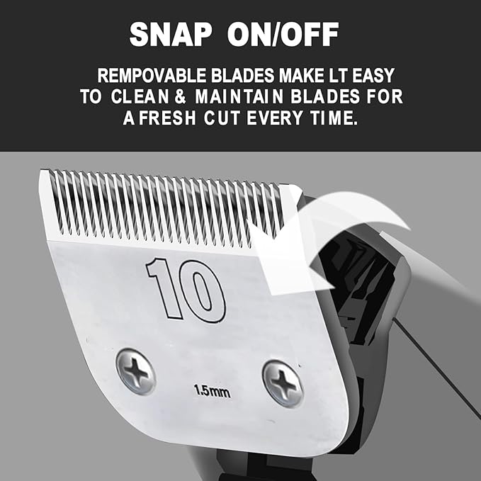 Clipper Blade Dog Grooming Compatible with Andis Clippers Carbon Infused Steel Detachable Ceramic Sharp Edge Also Compatible with Wahl/Oster Dog Clippers (2Pack #10:(1/16")(1.5mm))