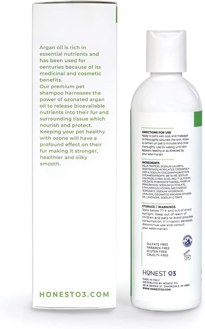 Pet Shampoo | Ozone Oil Infused Pet Shampoo | Natural Cleanser for Animal Skin and Fur | Ozonated Wash for Dogs & Cats | 8 Ounces