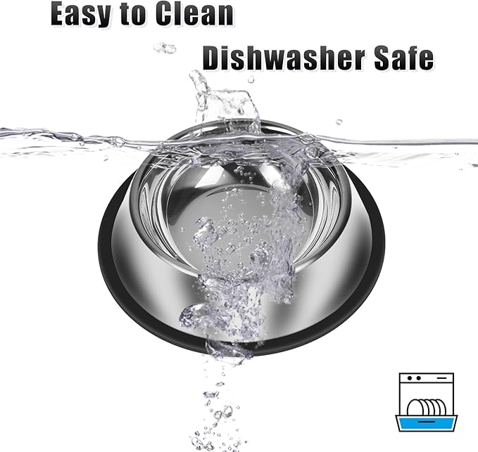 3Pcs Stainless Steel Dog Bowls Non-Slip Dog Food Bowl 36 Oz Dog Food and Water Bowl Set Dishwasher-Safe Puppy Bowls Rust Resistant Metal Pet Bowls Suitable for Small/Medium/Large Sized Pet