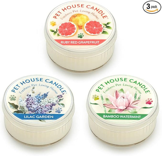 One Fur All Pet House Mini Candles for Pet Odor Made with Natural Soy Wax, Plant Based, Dog and Cat Friendly Scented Candles, Spring Mix Variety Pack of 3