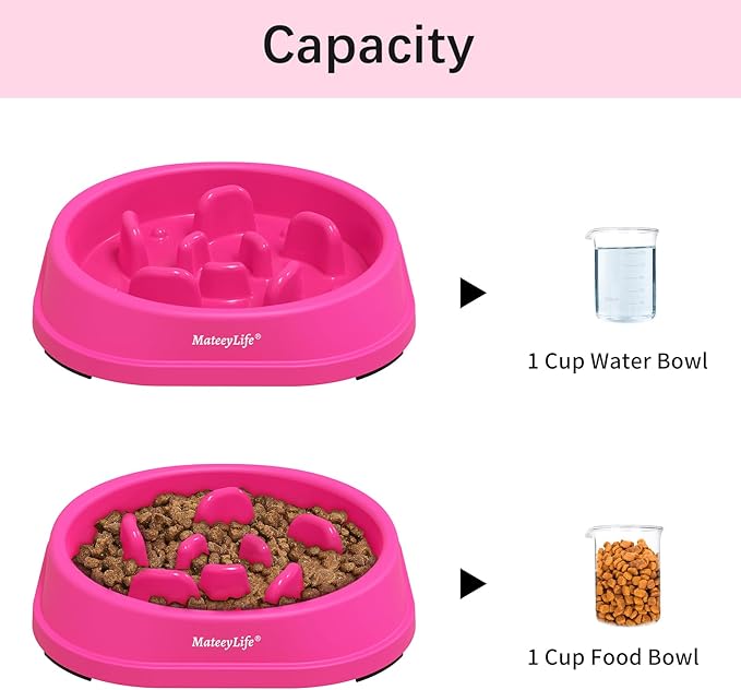 MateeyLife Small Slow Feeder Cat Bowls, Anti-Choking Puzzle Cat Food Bowls, Non Slip Interactive Dog Feeding Slow Down Eating, Bloat Stop Maze Dishes Dog Feeder for Small Breeds 1 Cup Purple