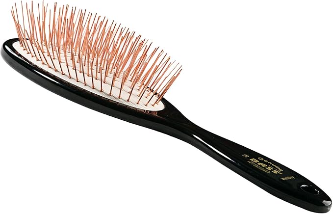 Bass Brushes Large/X-Long All Wire Brass Pin Cushion Pet Brush with Acrylic Handle