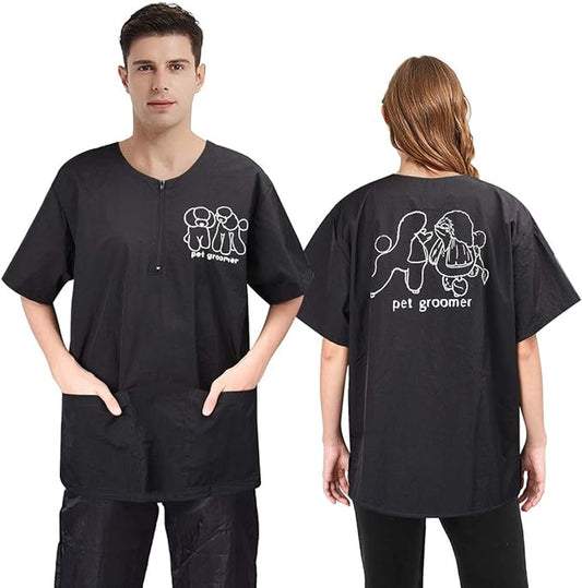 Noverlife Professional Pet Grooming Smock, Water Resistant Anti-Static Pet Beautician Workwear Pants Trousers for Pet Shop