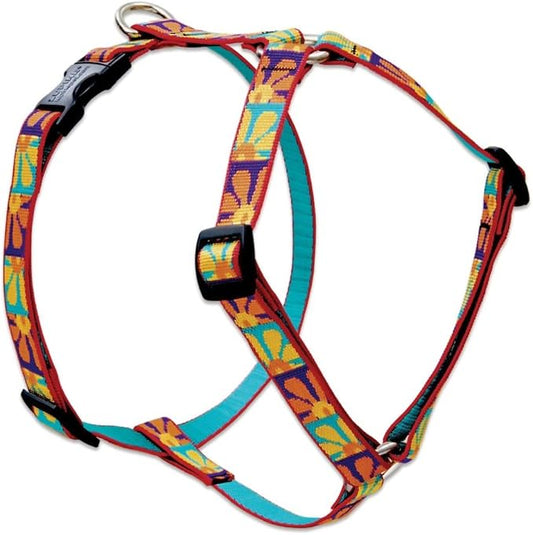 LupinePet Originals 3/4" Crazy Daisy 14-24" Adjustable Roman Dog Harness for Medium Dogs