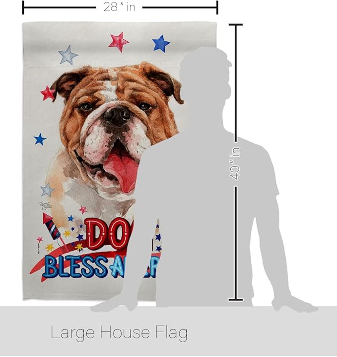 Breeze Decor Patriotic Bulldog House Flag Eagle Set Dog Puppy Spoiled Paw Canine Fur Pet Nature Farm Animal Creature Decoration Banner Small Garden Yard Gift Double-Sided, Made in USA