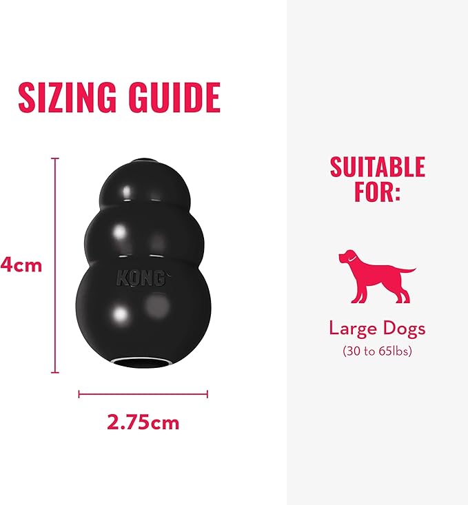 KONG Extreme Dog Toy - Fetch & Chew Toy - Treat-Filling Capabilities & Erratic Bounce for Extended Play Time Most Durable Natural Rubber Material - for Power Chewers - for Large Dogs