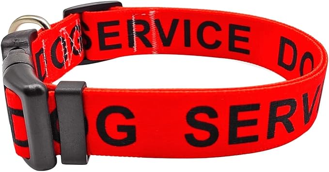 MayPaw Service Dog Collar, 1” and 1.5” Wide Dog Collar Strong Nylon Medium Large Extra-Large Dog Collar (Neck Fit 17.5-27",1.5" Wide, red)