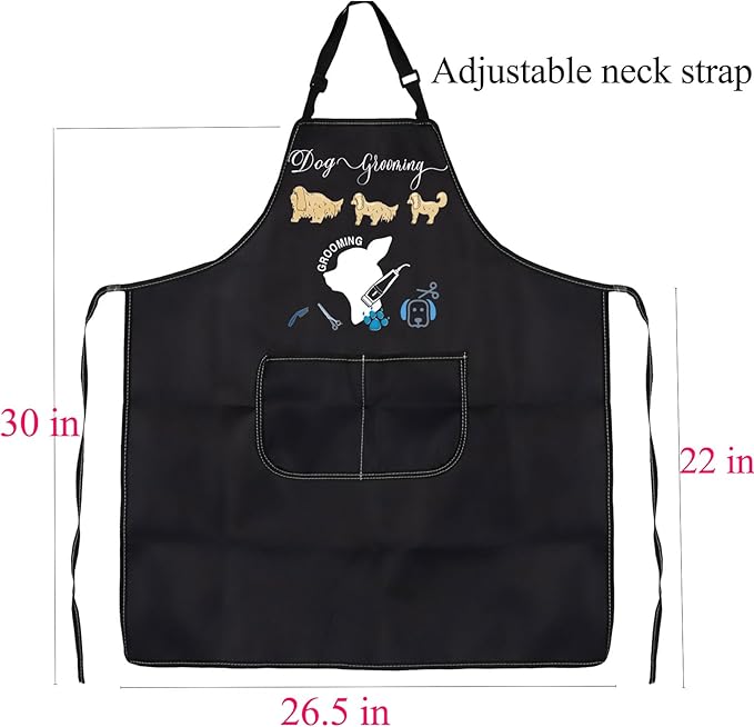 CMNIM Dog Groomer Apron with Pockets, Waterproof, Dog Groomers Apron