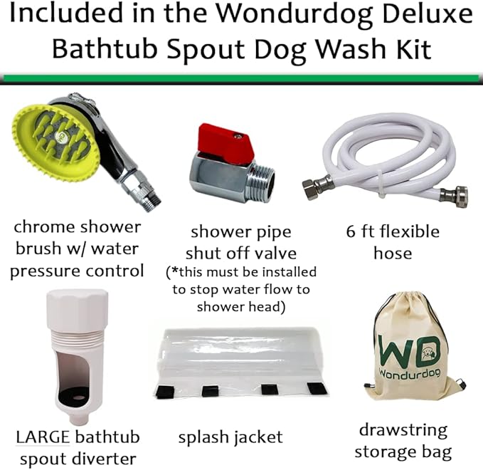 Deluxe Bathtub Spout Dog Wash Kit + Fur Foam Dog Shampoo