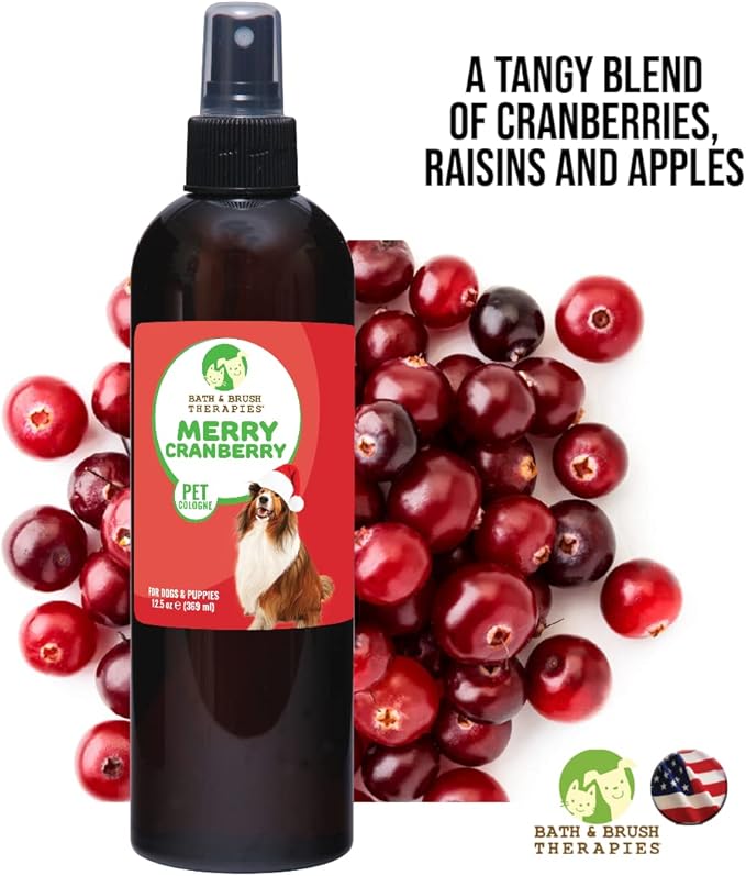 Bath & Brush Therapies® Merry Cranberry Pet Cologne 12.5 oz For Dogs | Long-Lasting Odor Eliminator | Cruelty-Free | Paraben-Free | Biodegradable | Made in The USA