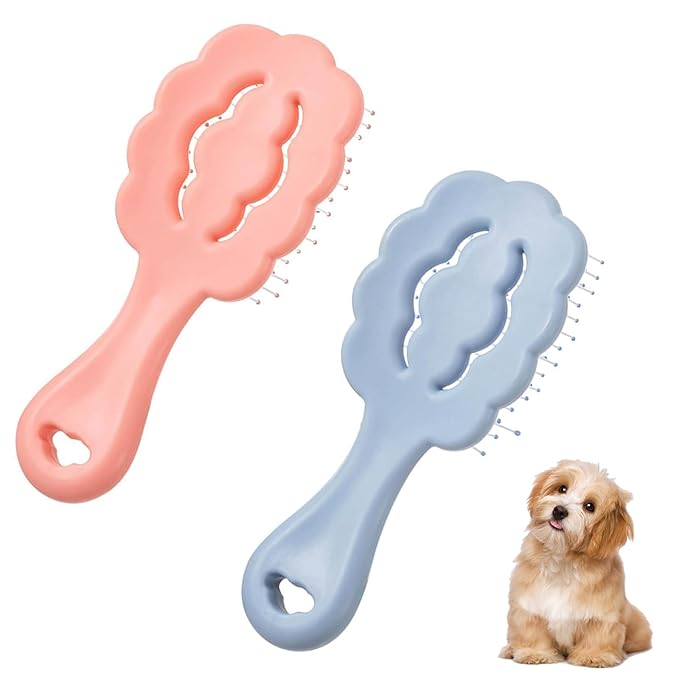 Cloud Shape Small Dog Grooming Brush 2 Pcs Puppy Brush for Small Dogs Suitable for Yorkshire Terrier Shih Tzu Maltese(Blue,Pink)