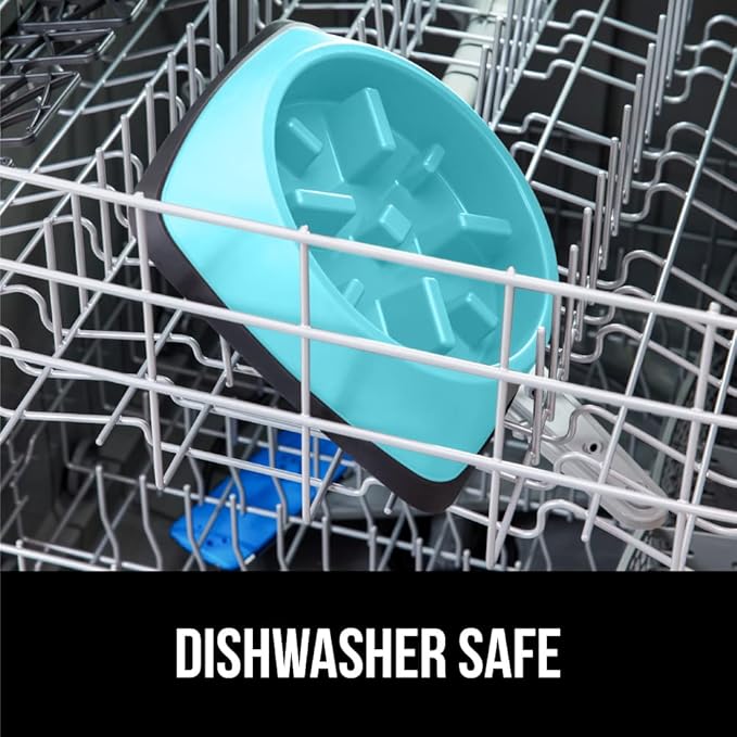 Gorilla Grip Slow Feeder Dog and Cat Bowls, Interactive Puzzle Toy for Dogs and Cats Food Training, Keeps Pets Busy and Prevents Puppy Overeating, Large, Small Breeds, 100% BPA Free, 2 Cup Turquoise