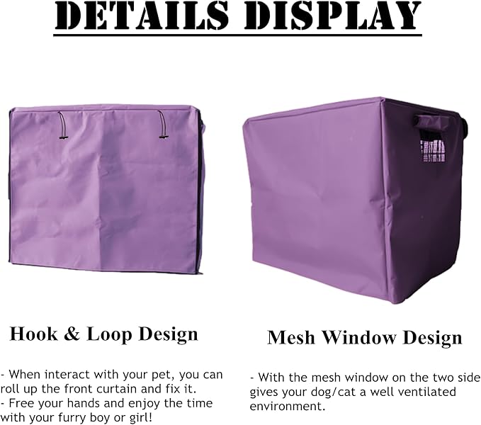 Dog Crate Cover Waterpoof Purple Pet Kennel Covers for Puppy Cat Indoor Outdoor Fit for 1 Door Wire Crate, 18.50x12.60x14.96 Inch