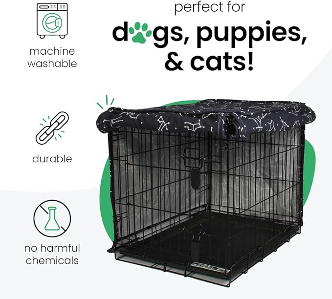 Molly Mutt Rocketman Dog Crate Cover, 100% Cotton Canvas Cover with 2 Roll-Up Panels, Ideal for Dog or Cat Crate, Durable, Washable, and Free of Harmful Chemicals, 42" x 28" x 31"
