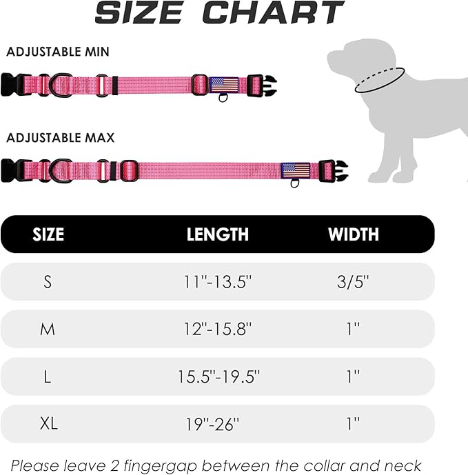 Martingale Collar for Training Dogs. Adjustable Reflective Collars with Buckle-USA Flag- NO Pull-Prevents Slipping Out, for Medium Large XL Dogs. Helps with Strong pullers(L, Pink)