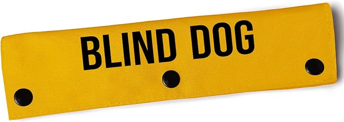 YROVWENQ Blind Dog Dog Leash Wrap with Visual Impairment Yellow Alert and Hanging ID Tag - Thoughtful Gift Idea for Pet Birthdays and More (Blind Dog Sleeve)