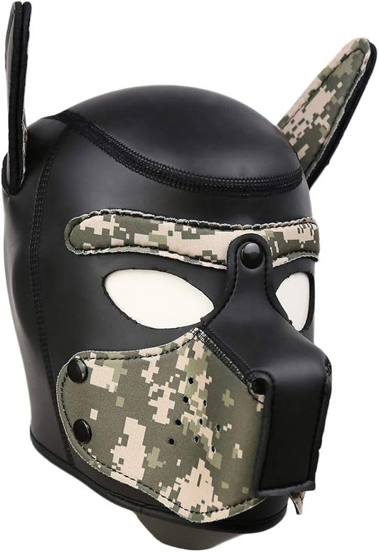 Neoprene Puppy Hood Camo Full Face Mask Cosplay Costume Dog Head Masks