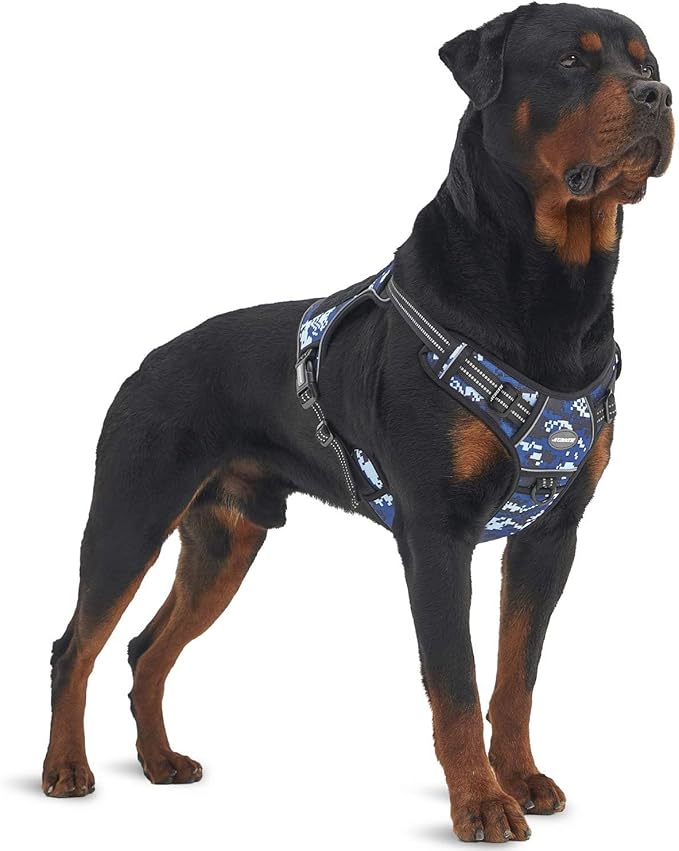 AUROTH Tactical Dog Training Harness No Pulling Front Clip Leash Adhesion Reflective K9 Pet Working Vest Easy Control for Small Medium Large Dogs Blue Camo L