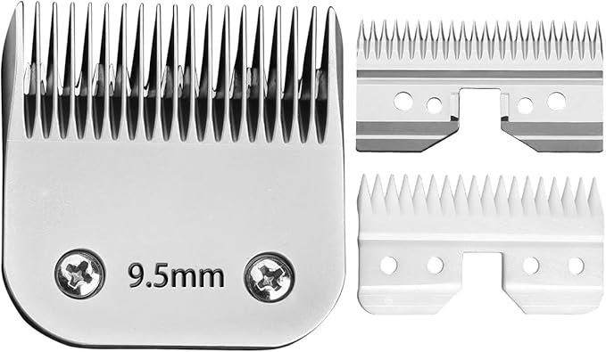 9.5mm Pet Clipper Replacement Blade for A5 Style Detachable Pet Clipper with Ceramic Blades + 440C Stainless Steel fit Most Andis, Oster, Wahl A5 Clippers (3/8 Inch-9.5mm)
