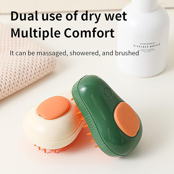 Cat Steam Brush,Self Cleaning Steam Brush for Cats Dogs, 3 In1 Steamy Brush for Pets Steamer Brush, Pet Brush for Removing Tangled and Loosse Hair (Beige)