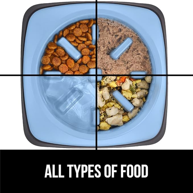 Gorilla Grip Slow Feeder Dog and Cat Bowls, Interactive Puzzle Toy for Dogs and Cats Food Training, Keeps Pets Busy and Prevents Puppy Overeating, Large, Small Breeds, 100% BPA Free, 4 Cup Light Blue