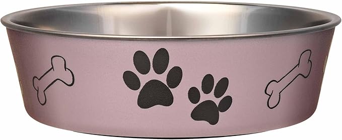 Loving Pets Bella Dog Bowls- Stainless Steel Dog & Cat Bowls - Spill Proof Dog Food Bowl, Cat Bowl, Puppy Essentials & Pet Supplies Great for Home & Travel (Medium 20-25 lbs, Grape)