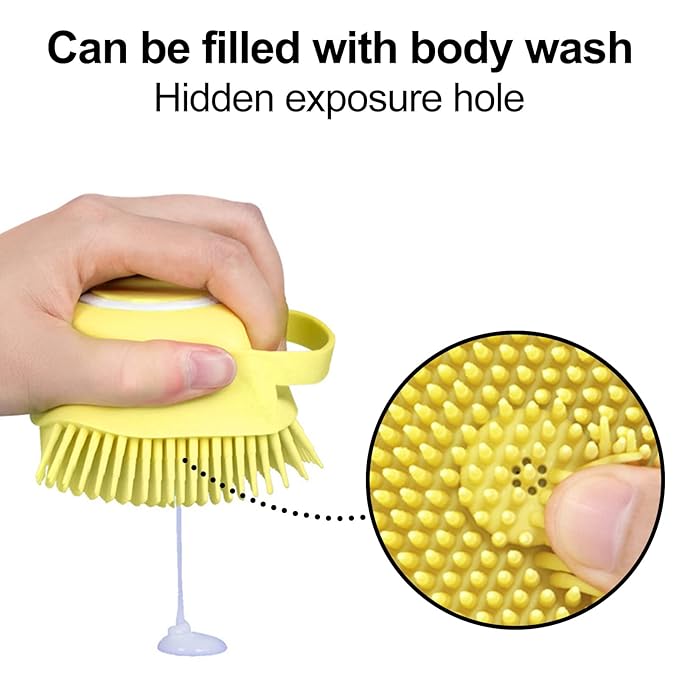 Bath Brush Silicone, Massage Soft Brush Dog Cats, Pet Massage Brush Bubble Brush Yellow