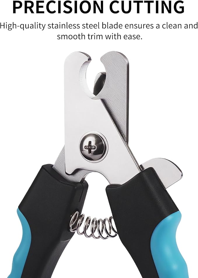 All-in-One Pet Grooming Kit: Nail Clippers with Safety Guard, Nail File & Dematting Comb, Comfortable for Pets & Owners