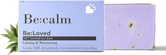 Be:Calm Calming Dog Shampoo Bar – 110g – Natural Formula with Goat Milk, Lavender & Chamomile – Soothes Skin & Conditions Coat – Long-Lasting Bar – Approx. 30 Washes