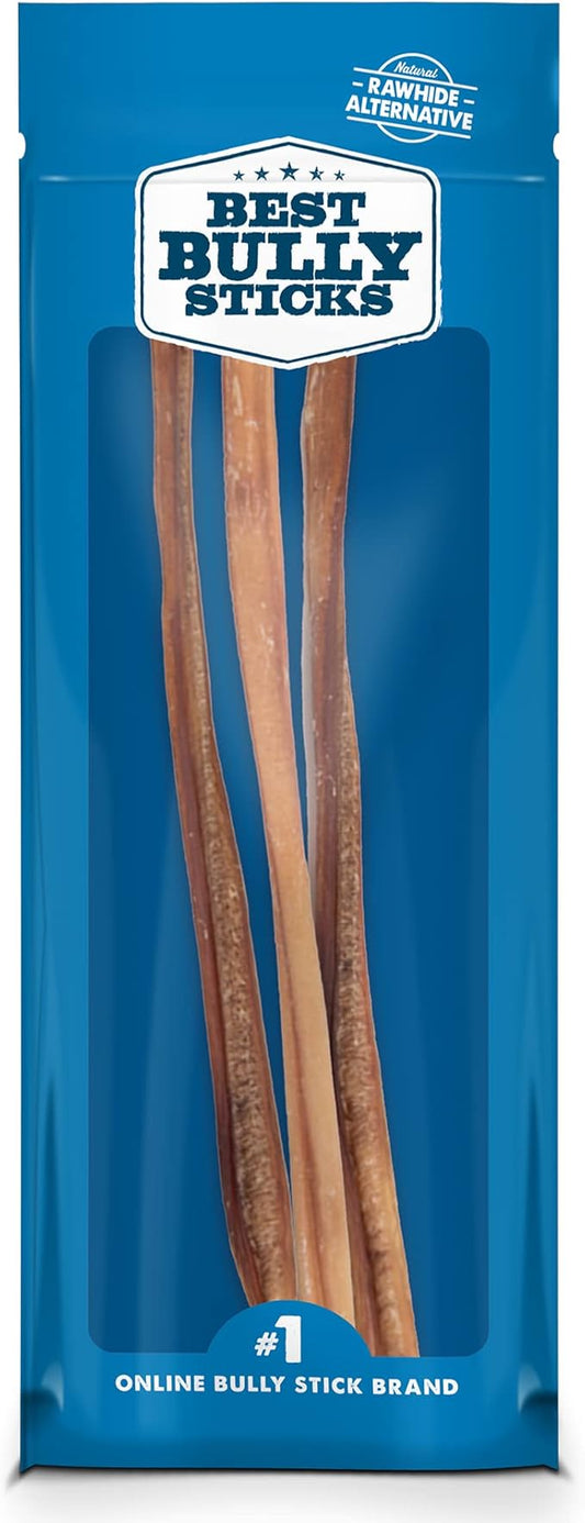Best Bully Sticks 12 Inch All-Natural Bully Sticks for Dogs - 12” Easily Digestible, 100% Grass-Fed Beef, Grain and Rawhide Free | 3 Pack Trial Size