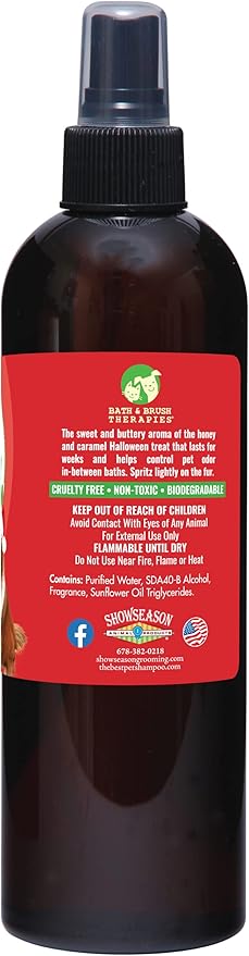 Bath & Brush Therapies® Christmas Spice Pet Cologne 12.5 oz For Dogs | Long-Lasting Odor Eliminator | Paraben-Free | Biodegradable and Non-Toxic | Made in USA
