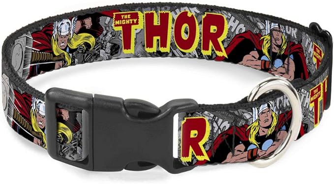 Dog Collar Plastic Clip The Mighty Thor Action Poses 15 to 26 Inches 1.0 Inch Wide
