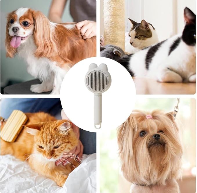 BBELLE CO Self-Cleaning Slicker Brush for Dogs & Cats – Skin-Friendly Grooming & Deshedding Tool for Shedding Pets, Durable Pet Accessories, Easy to Use, Blue. (GRAY)