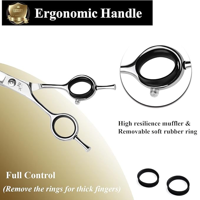 6 Inch Hair Cutting Scissors Straight Grooming Scissors for Small Dogs Cat & Hairstyle Sharp Haircut Scissors for Women Men Japanese Stainless Steel with Fine Adjustment Tension Screw