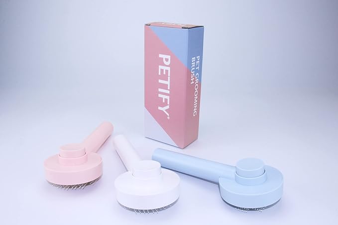 Cat Self Cleaning Slicker Brush, Cat Grooming Brush, Short and Long Haired remover for Dogs and Cats, Slicker Brush Removes Loose Undercoat & Tangled Hair (White Macaron)