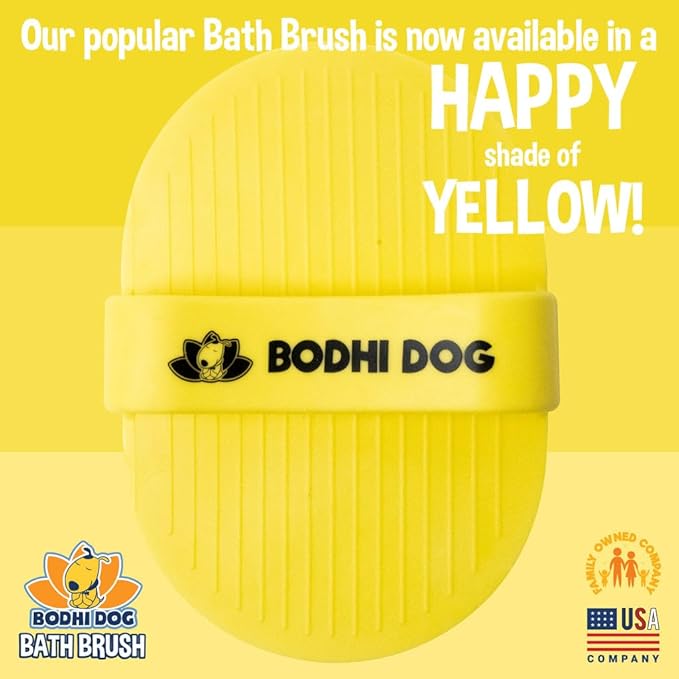 Bodhi Dog Shampoo Brush - Pet Grooming & Bath Supplies for Cats and Dog - Bath Brush for Long & Short Hair - Premium Scrubber for Shower, Bathing & Massage (One Pack, Yellow)