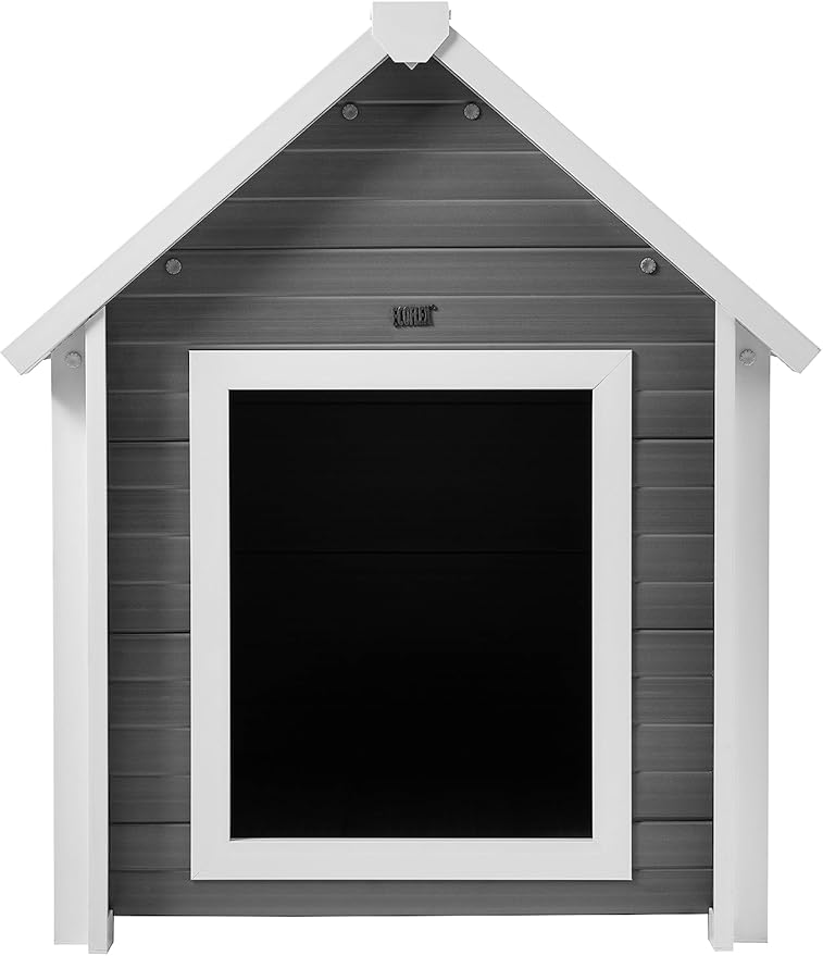 New Age Pet ECOFLEX Outdoor Large Bunk Style Dog House for Up to 80lbs Pets | 10 Year Manufacturer Warranty | Weatherproof Roof & Elevated Floor | Easy-to-Assemble & Clean