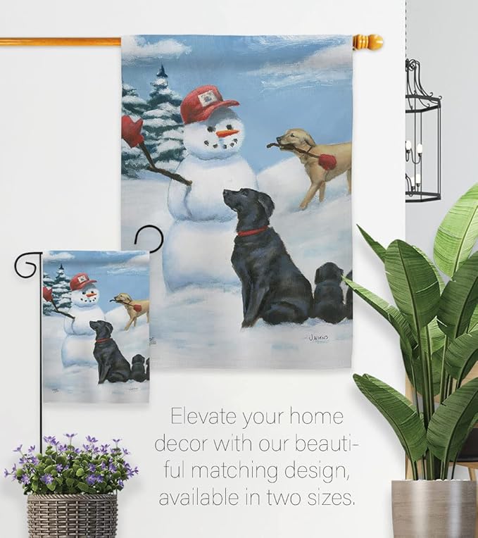 Breeze Decor Snow Pals House Flag 2 pcs Pack Dog Puppy Spoiled Paw Canine Fur Pet Nature Farm Animal Creature Decoration Banner Small Garden Yard Gift Double-Sided, Made in USA