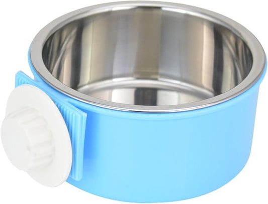 Crate Dog Bowl Removable Stainless Steel Water Food Feeder Bowls Cage Coop Cup for Cat Puppy Bird Pets