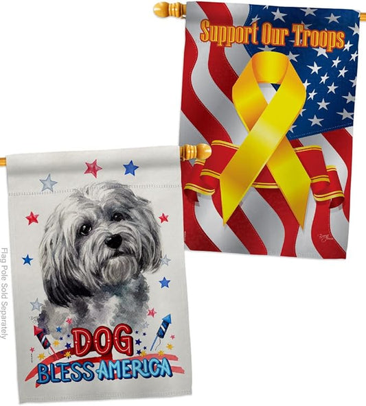 Breeze Decor Patriotic Havanese House Flag Pack Dog Puppy Spoiled Paw Canine Fur Pet Nature Farm Animal Creature Support Our Troops Banner Small Garden Yard Gift Double-Sided, Made in USA