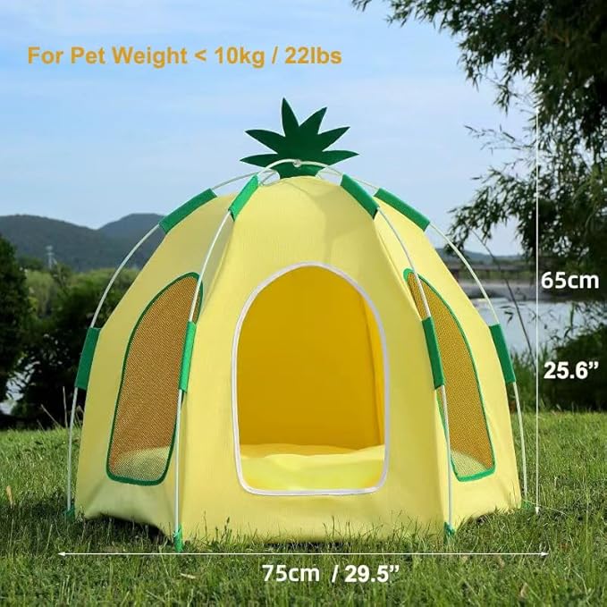 Cute Cat Teepee Cave, Cat Tent Foldable Indoor Outdoor with Thick Mat,Puppy Bed Tent,Bunny Pet Tent Teepee,Portable Dog House Teepee Tent, Cat Bed,Dog Bed Tent,Puppy Bunny,Pet Tent Teepee (V, XL)