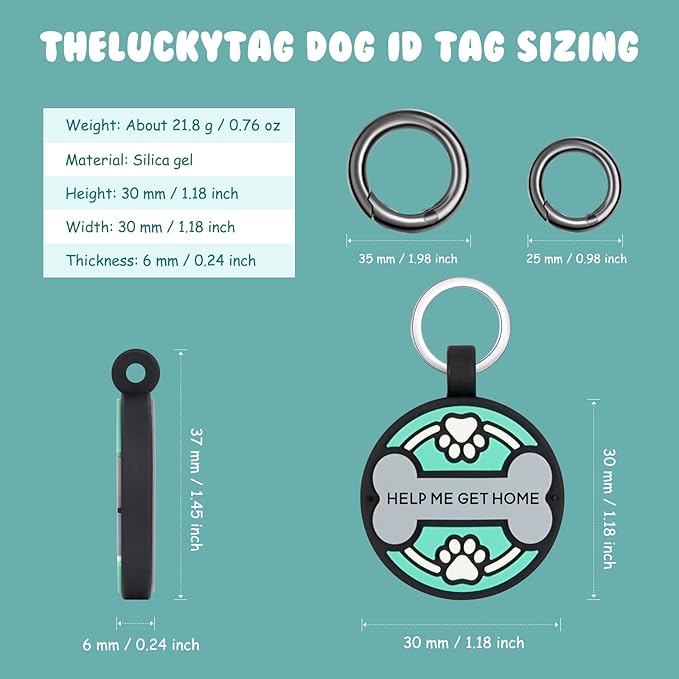 Upgraded Personalized Dog Tags Engraved with 3D QR Code for Dogs Cat Collar - Silicone Silent Pet Tag - Create Online Profile No APP Requirement (Green-Bone Black QR)