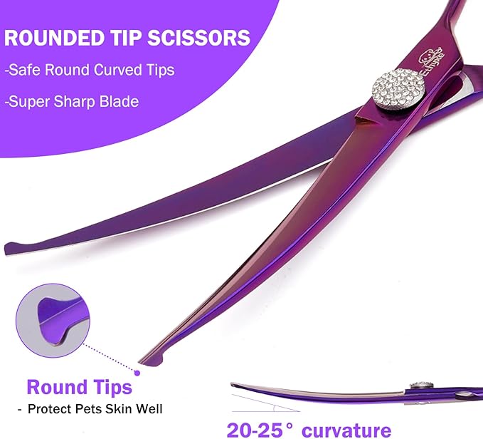 7" Curved Dog Grooming Scissors & Ethyxe 7" Curved Dog Grooming Scissors