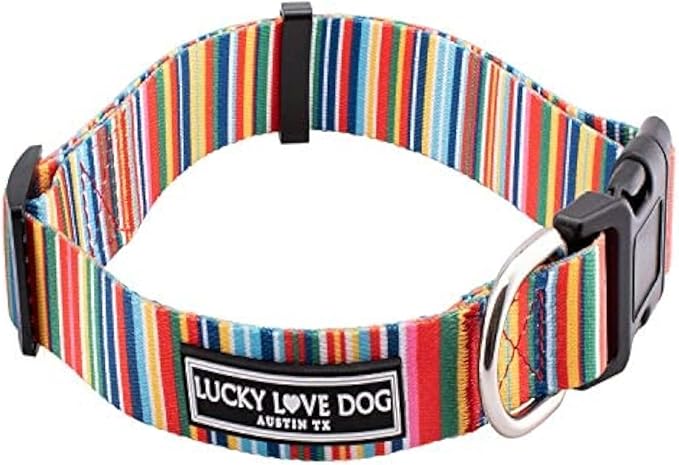 Lucky Love Dog Collar, Beautiful & Vivid Patterns, Rainbow Dog Collar for X-Large Dogs, Easy On & Off Clasp Accessory (Hippie, XL)…